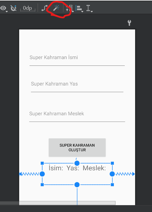 Emülatörü çalıştırmadan önce resimde görünen infer constraints butonuna tıklarsanız sorun çözülecektir.