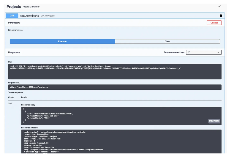 Swagger project controller